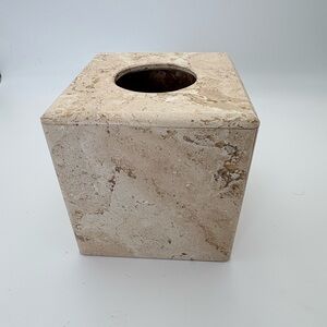 Vintage Frenchtex Tan Stone Travertine Tissue Box Cover